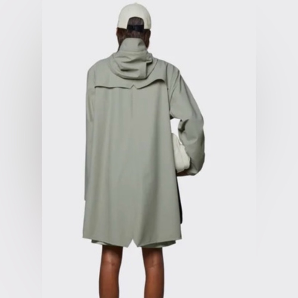 NWT Rains Long Jacket Cement Color Size L Retails $125 - Picture 2 of 11